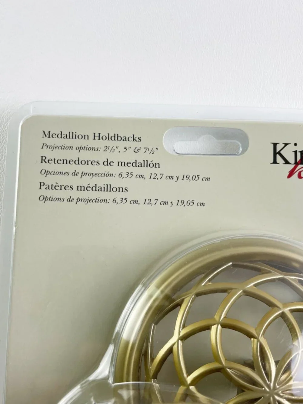Kirsch Medallion Holdbacks Satin Brass 2 Pairs K30